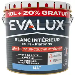 Brico Dépôt Peinture blanche 2 en 1 sous couche-intégrée 10 l + 20% gratuit offre