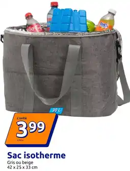 Action Sac isotherme Gris ou beige 42 x 25 x 33 cm offre