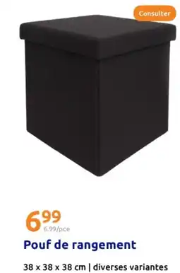 Action Pouf de rangement 38 x 38 x 38 cm offre