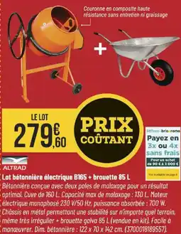 Bricorama ALTRAD Lot bétonnière électrique B165+ brouette offre