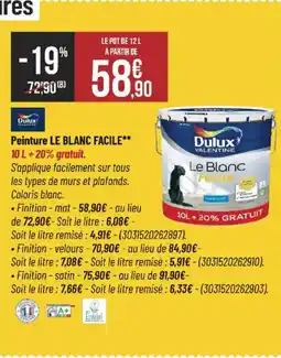 Bricorama DULUX Peinture le blanc facile offre