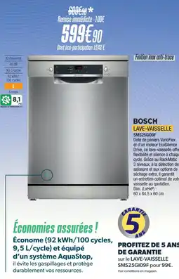 Proxi Confort BOSCH Lave-vaisselle sms25g109f offre