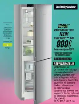 Blanc Brun LIEBHERR Réfrigérateur cbnsfc5223-22 offre