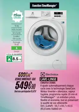Blanc Brun ELECTROLUX Lave-linge ew6f15120wa offre