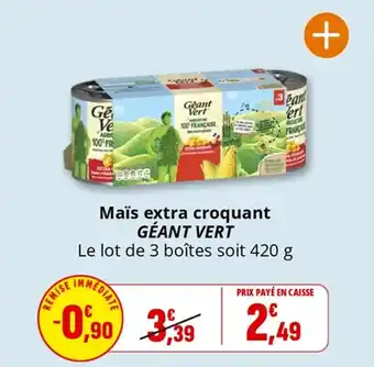 Coccimarket Maïs extra croquant géant vert offre