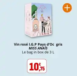 Coccimarket Vin rosé i.g.p pays d'oc gris miss anaïs offre