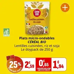 Coccimarket Plats micro-ondables céréal bio offre