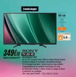 Blanc Brun SONY Tv led hd kd32w800p1aep offre