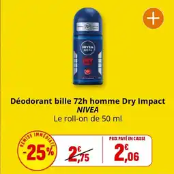 Coccimarket Déodorant bille 72h homme dry impact nivea offre