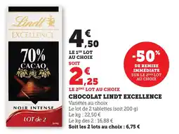 Bi1 Chocolat lindt excellence offre