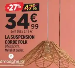 Centrakor La suspension corde folk 058x22 cm. offre