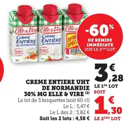 Bi1 Creme entiere uht de normandie 30% mg elle & vire offre