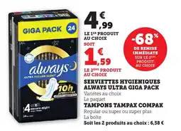 Bi1 Serviettes hygieniques always ultra giga pack offre