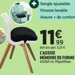 Centrakor L'assise mémoire de forme 42x33x9 cm offre