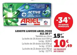 Bi1 Lessive liquide ariel pods all in 1 offre
