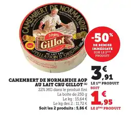 Bi1 Camembert de normandie aop au lait cru gillot offre