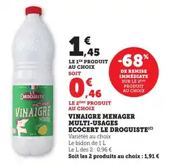 Bi1 Vinaigre menager multi-usages ecocert le droguiste offre