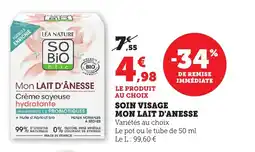 Bi1 Soin visage mon lait d'anesse offre
