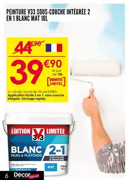 Décor Discount V33 Peinture sous-couche intégrée 2 en 1 blanc mat 10L offre