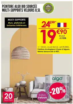Décor Discount Algo PEINTURE ALGO BIO SOURCÉE MULTI-SUPPORTS VELOURS 0,5L offre