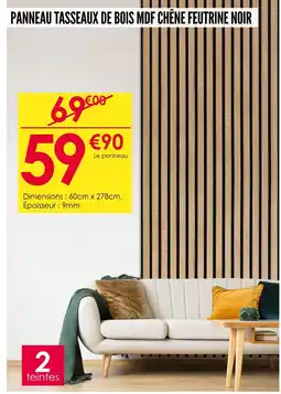 Décor Discount Panneau tasseaux de bois MDF chêne feutrine noir offre
