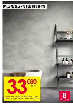 Décor Discount DALLE MURALE PVC BOIS 80 x 40 CM offre