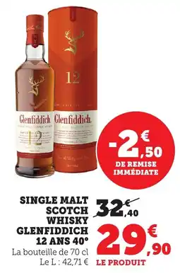 Bi1 Single malt scotch whisky glenfiddich 12 ans 40° offre