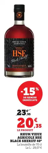 Bi1 Rhum vieux agricole hse black sheriff 40° offre