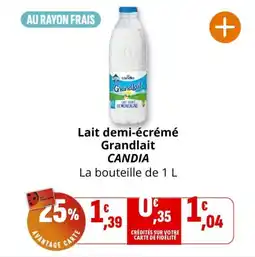 Coccinelle Supermarché Lait demi-écrémé grandlait candia offre