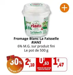 Coccinelle Supermarché Fromage blanc la faisselle rians offre