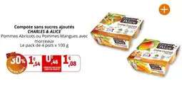 Coccinelle Supermarché Compote sans sucres ajoutés charles & alice offre
