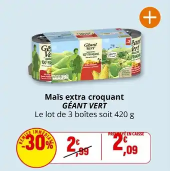 Coccinelle Supermarché Maïs extra croquant géant vert offre