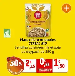 Coccinelle Supermarché Plats micro-ondables céréal bio offre