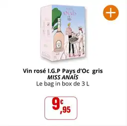 Coccinelle Supermarché Vin rosé i.g.p pays d'oc gris miss anaïs offre