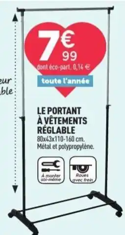 Centrakor Le portant à vêtements réglable offre