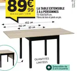 Centrakor La table extensible 2 à 6 personnes offre