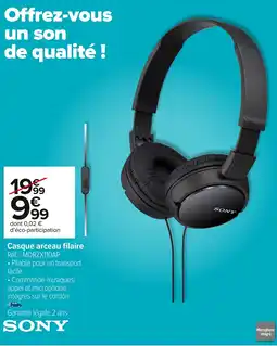 Carrefour Market SONY Casque arceau filaire offre