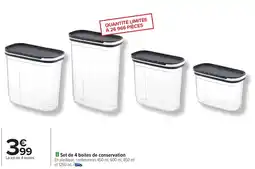 Carrefour Set de 4 boites de conservation offre