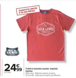 Carrefour T-shirt à manches courtes imprimé homme offre