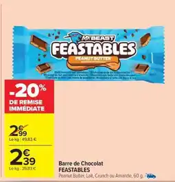 Carrefour Market Barre de Chocolat FEASTABLES offre