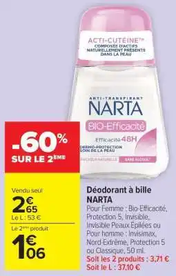 Carrefour Market Déodorant à bille NARTA offre
