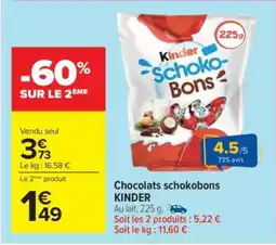 Carrefour Chocolats schokobons KINDER offre