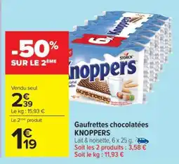Carrefour Gaufrettes chocolatées KNOPPERS offre