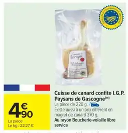 Carrefour Cuisse de canard confite I.G.P. Paysans de Gascogne offre