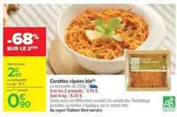 Carrefour Carottes râpées Bio offre