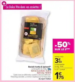 Carrefour Ravioli ricotta & épinard offre