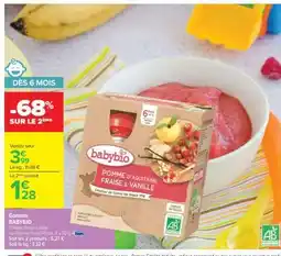 Carrefour BABYBIO Pomme d'Aquitaine Fraise & Vanille offre