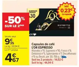 Carrefour Capsules de café L'OR Espresso offre