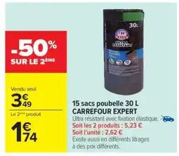 Carrefour 15 sacs poubelle 30 L CARREFOUR EXPERT offre