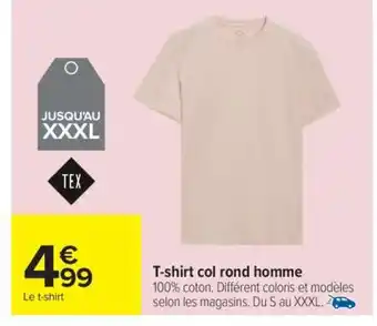 Carrefour T-shirt col rond homme offre